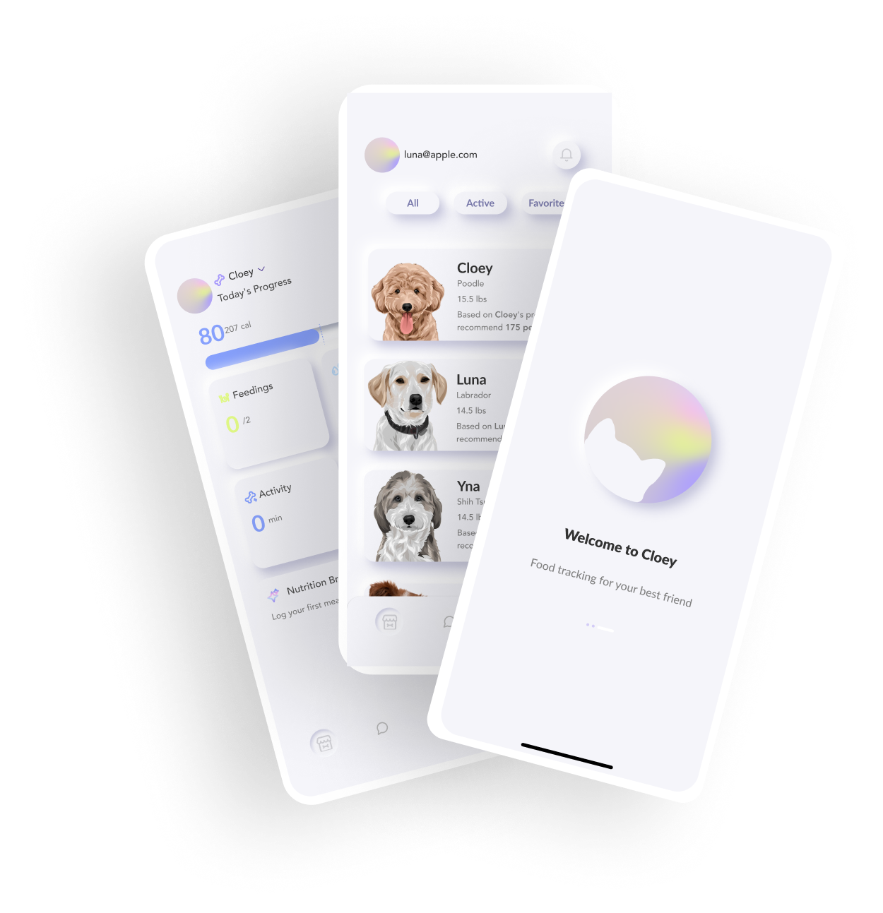 Cloey app screens
